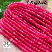 Ruby Faceted Beaded Beads String: 4mm AAA+ Gemstone Jewelry Making 6 inch