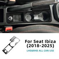 Carbon Fiber Style Cup Holder Interior Sticker for Seat Ibiza 6F 2018-2025 LHD RHD Black Carbon juoda