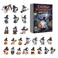 Holiday Countdown Decoration Halloween Advent Calendar 2026, 24-Day Box with 2D Christmas Flat Hanging Pendant, Spooky Collectible Decor A