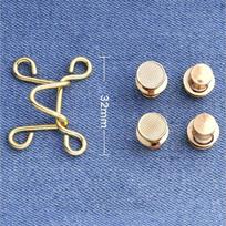 1Set Adjustable Jean Button Pins Detachable Metal Pants Snap Fastener Buttons DIY Sewing-Free Waist Tightener Clothing Buckles