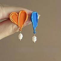 Dopamine Style Pigment Heart Pearls Stud Earrings Colorful Irregular Statement Unique Fashion Romantic Jewelry Gift