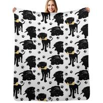 Black Lab Puppies Throw Blanket Flannel Fleece Soft Warm Throw Blanket Size: 75*100cm, Weight: 230 GSM