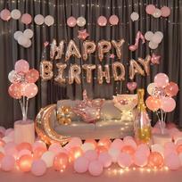 Yuanhui Internet Celebrity Girl's Birthday Balloon Decorations, Scene Setup, Children's Girls' Party, Female Goddess Backdrop Wall