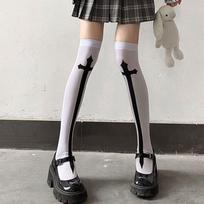 Summer Punk Cross Long Tube Jk Socks Printed Knee Length Socks Cosplay Performance Cos Stockings Lolita Stockings Accessories One Size