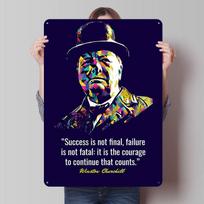 Winston Churchill Quotes Tinplate Posters Customizable Wall Art Retro Vintage Metal Signs for Home Room Decoration Garage Garden 20X30CM