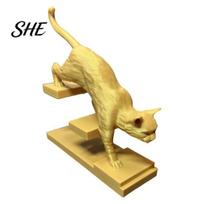 Three-dimensional Ladder Sculpture 3D Printed Cat Dog Figurine, Stair Animal Sculpture, Shape Stepping Cat/Dog Artistic Desktop Ornament Gift Figurine auksinė