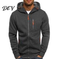 Casual Lightweight Outerwear Men Zip-up Hoodie, Athletic Hooded Jacket, Long Sleeve Sweatshirt Outdoor Fitness Jackets Sports Jacket with Zippered M tamsiai pilka spalva