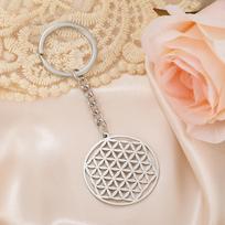 Dawapara Classic Flower of Life Keychain Mandala Sacred Geometry Pendant Healing Amulet Stainless Steel Yoga Jewelry