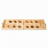 Folding Wooden Traditional Sowing Game Board Foldable Portable Gaming