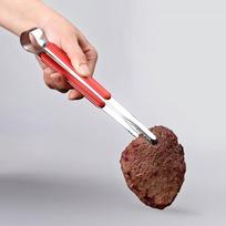 Serrated Tips Kitchen Tongs Raised Grip Grill Tongs Durable Serving Tongs  Barbecue Grilling raudona