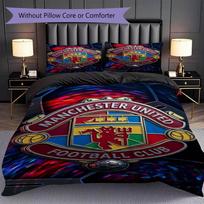 Vibrant Manchester Emblem Display Three-piece set (1 * duvet cover + 2 * pillowcase, without core) 2D Flat Christmas birthday gift 135x200cm