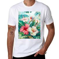 Hibiscus In Tropical Paradise Vibrant Floral Art And Botanical Jungle Painting Tshirt Custom Shirt Customizeds Unisexs T Shirts S