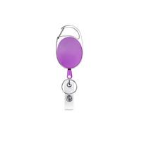 ID Card Reel Retract Name Tag Carabiner Keychain Card Holder Easy Pull Buckle Badge Reel Clip violetinė