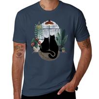 Rainy Day Cats (On Black) Tshirt Lightweight Gym Training Tshirt S