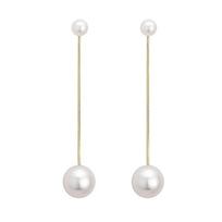Cercei Dama Minimalist Long Pearl Earrings, I Love Pearls Theme, Gold Color, Elegant Fashion Jewelry EFAYN