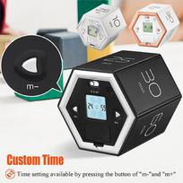 Hexagon Digital Clock Timer Magnetic Cubes Timer Kitchen Hexagon Flip Timer for Studying Cooking Exercising Easy To Use Magnetic Flip Focus-timer Color: Black, White, Silver (Optional)