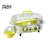 Transparent Hamster House Cage with Tunnel, Running Wheel Pet Stairs And Water Dispenser, 2-Tier Habitat Playpen for Small Pets Breathable Plastic geltona