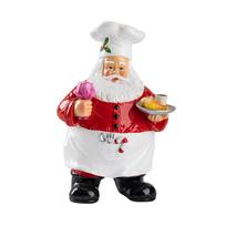 Cute Xmas Resin Crafts Multi-Purpose Lovely Christmas Figurine Wear Resist Chef Santa Sculpture for Bedroom Living Room