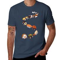 Salmon Ikura Ebi Tamago Nigiri Sushi Train Tshirt Casual Fashion Short Sleeve Cotton Tshirt S