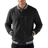 Men's Striped Color-Block Zip-up Baseball Jacket with Collar L juoda