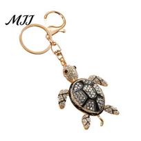 Keychain Pendant Sparkling Rhinestones Inlaid Three-Dimensional Turtle Charm Golden Hollow Key Chain Lightweight Car Bag Durable Alloy juoda