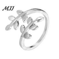 Lightweight Flexible Ring Adjustable Opening Finger Ring, Olive Branch Leaf Design Motif Alloy for Comfortable Fit Versatile Daily Wear Forest Style sidabras