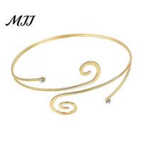 Vacation Fashion Jewelry Spiral Upper Arm Cuff Bracelet, Minimalist Rhinestone Coil Corrosion Resistant Open Bangle Adjustable Band Fine Metallic auksinė