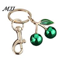 Car Key Organizer Alloy Cherry Keychain for Backpacks, Fruit Shape Ring Bag Decoration Charms Holder, Decorative Handbag Charm Pendant Women žalia