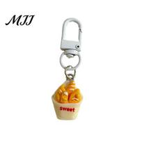 Resin Keychain Pendant 1:1 Realistic Breakfast Food Shape Bag Charm Lightweight Portable Keyring with Metal Buckle D