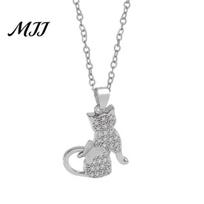 Animal Shape Pendant Cat Necklace Cubic Zirconia Cute Kitty Butterfly Charm Jewelry Gift for Lovers Women Lightweight sidabras