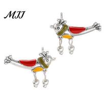 Metal Ear Studs 1 Pair Oil Dripping Bird Stud Earrings Hypoallergenic Alloy Enamel Red Design Bell Lightweight Women Girls Fashion Jewelry C