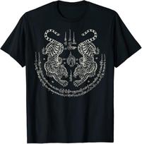 Sak Yant Thai Tattoo Twin Tiger Muay Magical Thailand Gift T-Shirt Size S-4xl 2XL
