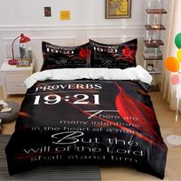 Proverbs 19:21 Christian Bedding Set Bedding set (1 duvet cover, 2 pillowcases, duvet not included) 135x200cm