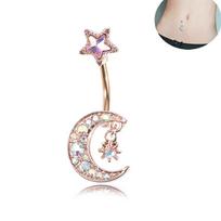 Bambos bambos bambos žiedai Bar Crystal Moon Star Dangle kūno auskarų vėrimo papuošalai rožinio aukso spalvos
