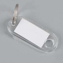 10pcs/lot Crystal Clear Plastic Key Tag With Split Ring Label Double Sided Display Window For DIY Keychain Kit Craft Material white