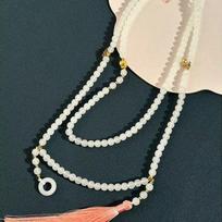 Natural Stone Prayer Necklace Women Buddhist Buddha Meditation Green Crystal Necklace Long Tassel Chokers Gift balta