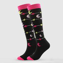Women's Absorb Sweat Print Nylon Long Tube Compression Outdoor Sports Socks L juoda