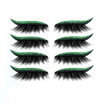 European And Glitter Self Adhesive Stickers Double Eyelid False Eyelashes Party Eye Makeup Stickers One Size žalia
