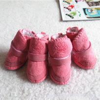 Šunų batai 4 vnt. Stori šilti lietaus sniego kartoniniai batai Pirmieji žingsniai vaikščiojantiems šuniukams Šunų aksesuarai (Pink,S) rožinė