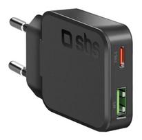 Sbs ultra-slim 45w usb-c pd usb-a wall charger black