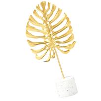 Gold Cement Base Iron Leaf Desktop Ornament  Entryway Console Table Decorative Piece S
