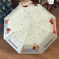 Dog Pattern Cartoon Dachshund Folding Umbrella Sausage Dog Cartoon Sunshade Umbrella Automatic/Manual UV Protection (as the picture,iron&8K)