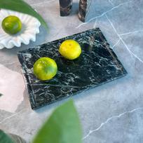 Luxurious Natural Marble Tray Calcutta Viola Storage Tray for Desktop/Kitchen/Vanity/Bathroom (12  x 8 ) tamsiai žalia spalva