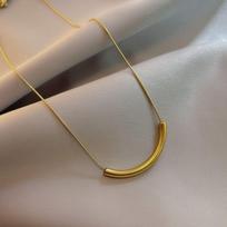 Simple Elegant Gold Stainless Steel Smile Tube Choker Necklace for Woman Korean Summer Stackable Jewelry Accessories Gifts