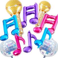 10pcs Purple Kpop Balloon Birthday Party Note Microphone Aluminum Balloons Disco Music Party Supplies Gift Favor Suppies O&18inch