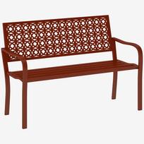 Outdoor Bench, Garden Bench Made of Steel, Cut-Out Backrest, Armrests, for 2 People, Red 127 x 63 x 85 cm raudona