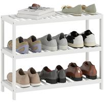 3-Tier Bamboo Shelf, Shoe Rack, Storage Shelf, Lacquered Surface, White 70 x 26 x 55 cm balta