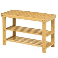 Shoe Bench, 3 Tiers, Space for 6-9 Pairs of Shoes, up to 130 kg, Bamboo, 70 x 28 x 45cm 70 x 28 x 45 cm