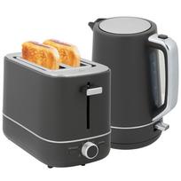 Set of 1.7 L Kettle and Toaster with 6 Browning Levels, Grey 21.2 x 16 x 24.3 cm pilka