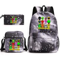 Rhythm Box Sprunki Cartoon Backpack Shoulder Bag Pencil Bag Student Schoolbag Children'S Cartoon Three-Piece Set three-piece set
